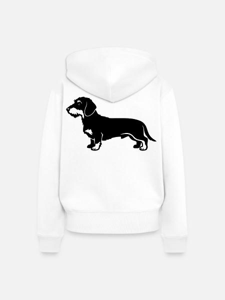 Dackel Hund Silhouette - Frauen Premium Bio Zip Hoodie - Weiß