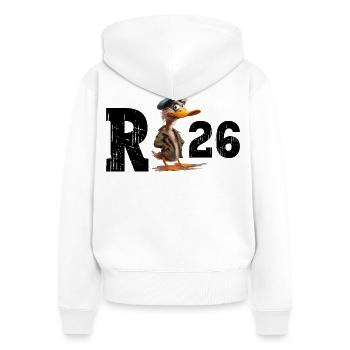 Rente 2026 Ente Rentner Rentnerin Ruhestand Lustig - Frauen Premium Bio Zip Hoodie - Weiß - Hinten - AI Model Female 172 light (172cm)