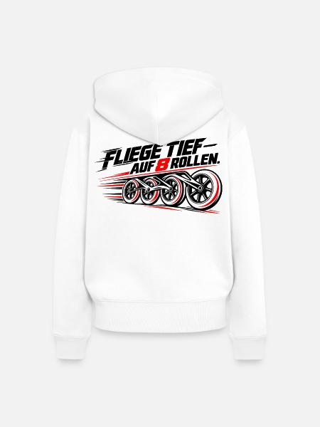 Fliege tief auf 8 Rollen Skate - Frauen Premium Bio Zip Hoodie - Weiß