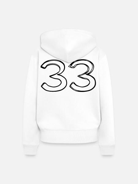 Zahl 33 handgezeichnet - Frauen Premium Bio Zip Hoodie - Weiß