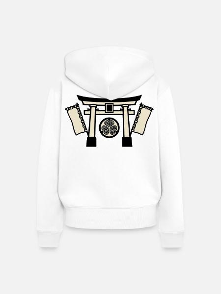 Torii Schrein Japan Logo - Frauen Premium Bio Zip Hoodie - Weiß