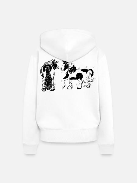 Originelle Tinker Pferde Irish Cobs - Frauen Premium Bio Zip Hoodie - Weiß