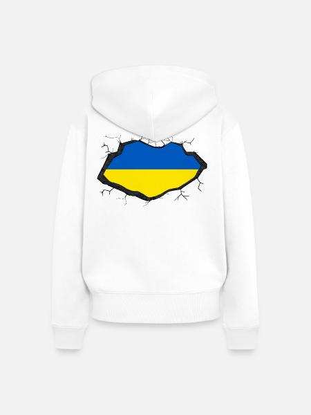 Ukrainische Flagge - Frauen Premium Bio Zip Hoodie - Weiß