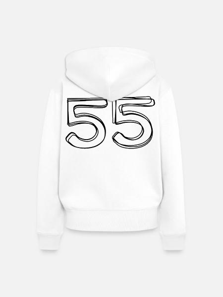Zahl 55 handgezeichnet - Frauen Premium Bio Zip Hoodie - Weiß