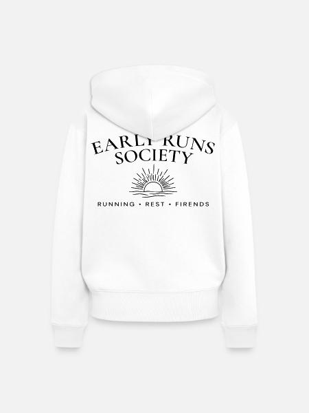 Early Runs Gesellschaft – Morgenlaufclub - Frauen Premium Bio Zip Hoodie - Weiß