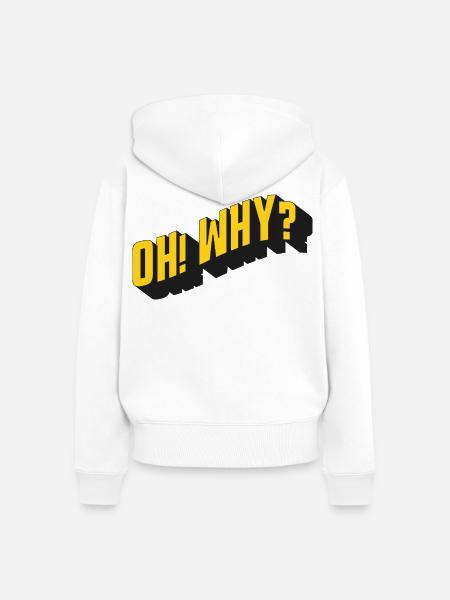 OH! WHY? – Retro Textdesign - Frauen Premium Bio Zip Hoodie - Weiß