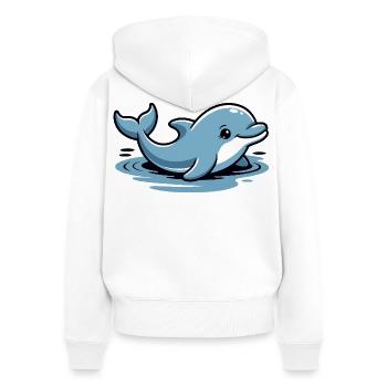Blauer Delfin Cartoon-Wellen - Frauen Premium Bio Zip Hoodie - Weiß - Hinten - AI Model Female 172 light (172cm)