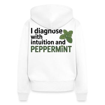Naturopath Diagnose Intuition Peppermint  - Women's Premium Organic Zip Hoodie - white - Back - AI Model Female 172 light (172cm)