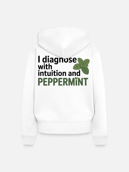 Naturheilkunde Diagnose Intuition Pfefferminze - Frauen Premium Bio Zip Hoodie - Weiß