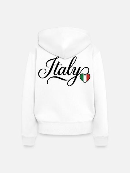 Italien Liebe Script Herz - Frauen Premium Bio Zip Hoodie - Weiß