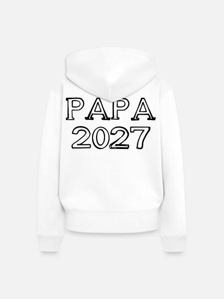 Papa 2027 Schriftzug handgezeichnet - Frauen Premium Bio Zip Hoodie - Weiß
