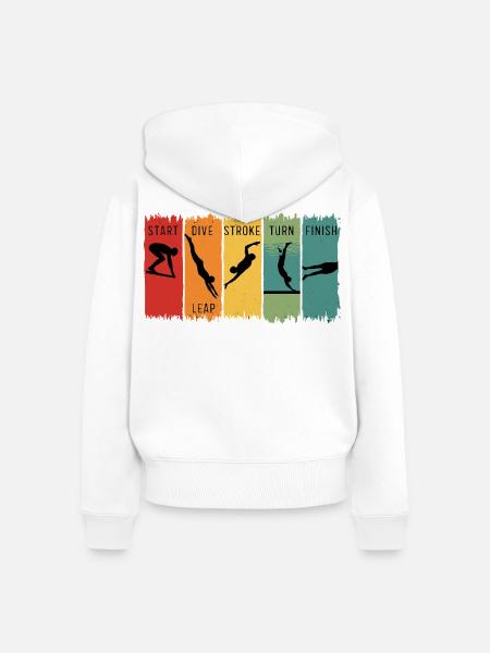 Retro Swimming Steps Start Tauchschwimm-Finish - Frauen Premium Bio Zip Hoodie - Weiß