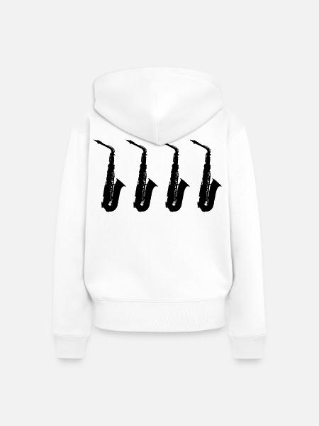 Saxophon - Frauen Premium Bio Zip Hoodie - Weiß