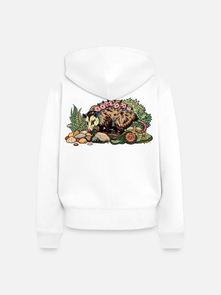 Opossum-Mama mit ihrem Nachwuchs - Frauen Premium Bio Zip Hoodie - Weiß