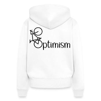 Optimism Cycling Cyclist - Women's Premium Organic Zip Hoodie - white - Back - AI Model Female 172 light (172cm)