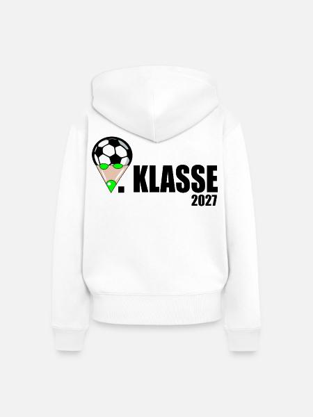 Schulkind 1. Klasse Fußball - Frauen Premium Bio Zip Hoodie - Weiß