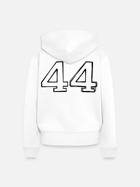 Zahl 44 handgezeichnet - Frauen Premium Bio Zip Hoodie - Weiß