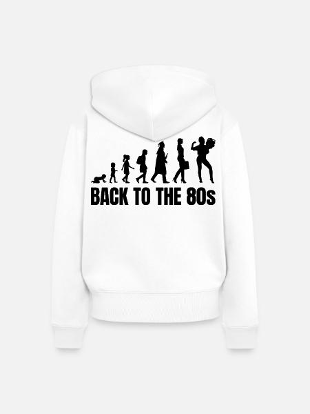 80er Jahre Evolution - Frauen Premium Bio Zip Hoodie - Weiß