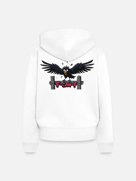 Schwarze Krähe am Nachtzaun - Frauen Premium Bio Zip Hoodie - Weiß