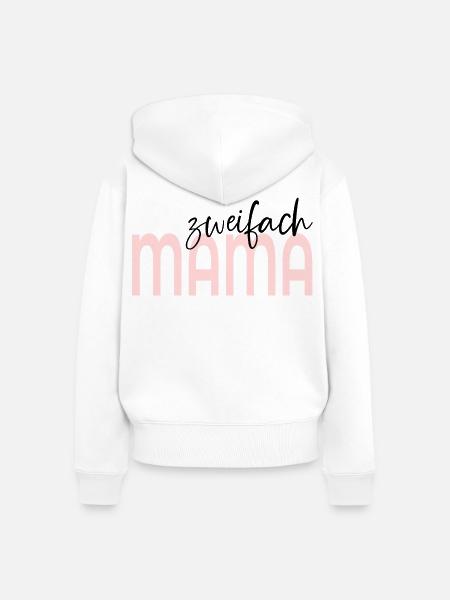 Zweifach Mama - Frauen Premium Bio Zip Hoodie - Weiß