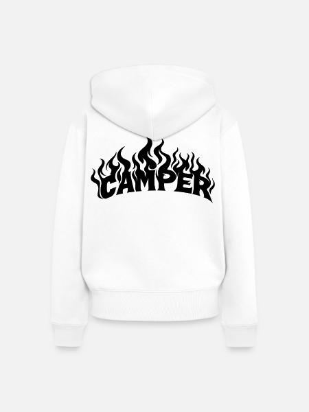 Camper Flammen - Frauen Premium Bio Zip Hoodie - Weiß