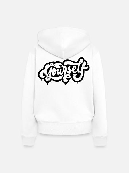 be yourself - Frauen Premium Bio Zip Hoodie - Weiß