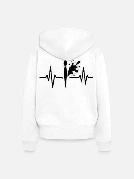 Farbroller Heartbeat Line DIY Farbdesign - Frauen Premium Bio Zip Hoodie - Weiß