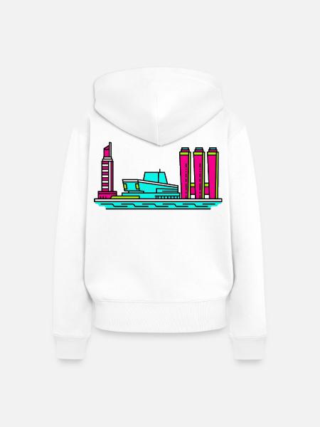 Göteborger Skyline Lippenstiftturm-Kunst - Frauen Premium Bio Zip Hoodie - Weiß