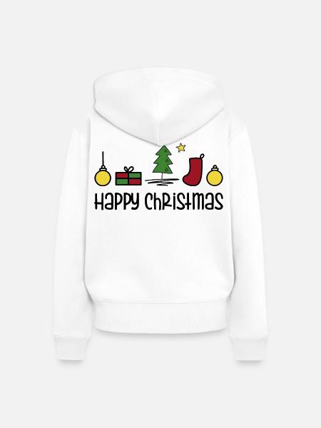 Happy Christmas - Frauen Premium Bio Zip Hoodie - Weiß