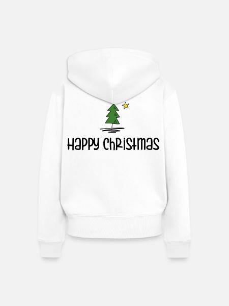 Happy Christmas - Frauen Premium Bio Zip Hoodie - Weiß