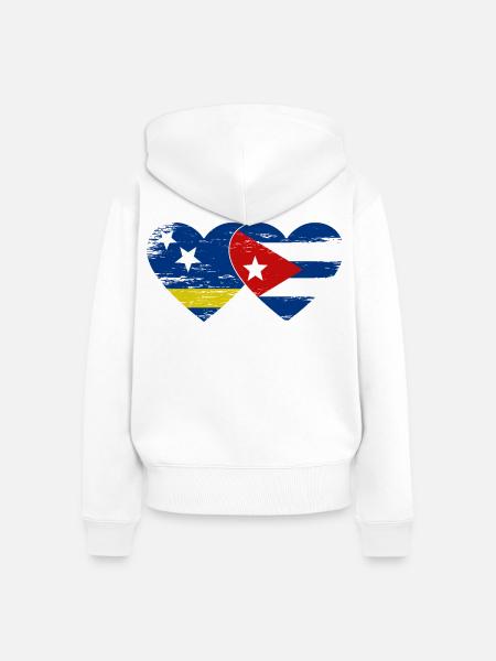 Curacao Kuba Flagge Herz used - Frauen Premium Bio Zip Hoodie - Weiß