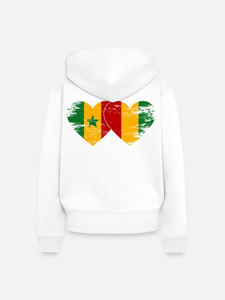 Senegal_Guinea_Flagge_Herz_used - Frauen Premium Bio Zip Hoodie - Weiß