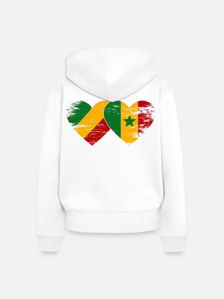 Kongo Senegal Flagge used - Frauen Premium Bio Zip Hoodie - Weiß