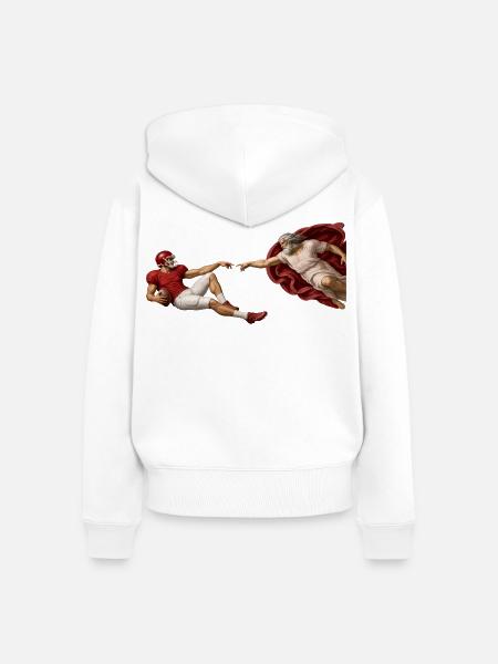 Die Erschaffung des Footballs - Frauen Premium Bio Zip Hoodie - Weiß
