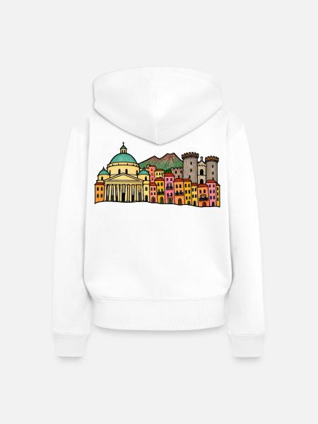 Handgezeichnete Skyline von Neapel - Frauen Premium Bio Zip Hoodie - Weiß