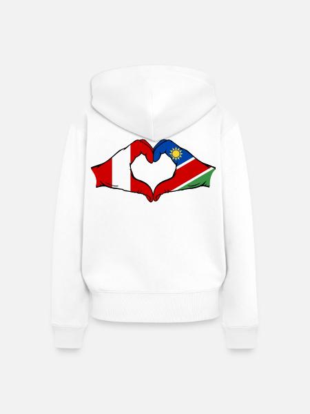 Peru Namibia Flagge Herz - Frauen Premium Bio Zip Hoodie - Weiß