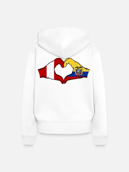 Peru Ecuador Flagge Herz - Frauen Premium Bio Zip Hoodie - Weiß