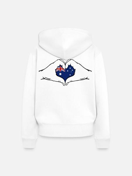 Australien Flagge Herzform - Frauen Premium Bio Zip Hoodie - Weiß