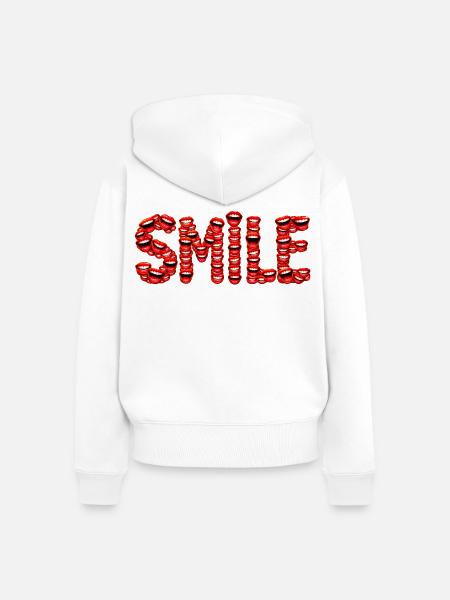Lächelnde Mund-Briefe - Frauen Premium Bio Zip Hoodie - Weiß