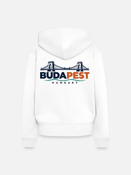 Budapest – Kettenbrücke an der Donau - Frauen Premium Bio Zip Hoodie - Weiß