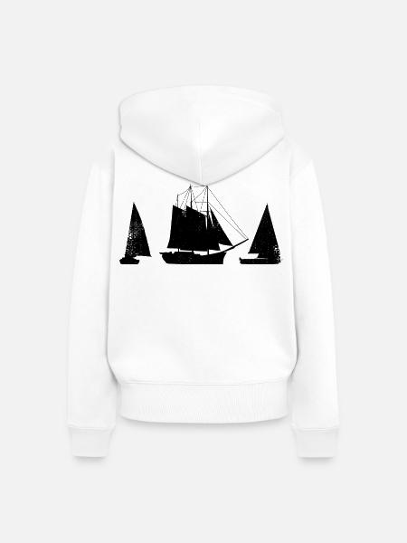 Segelboot Skizze - Frauen Premium Bio Zip Hoodie - Weiß