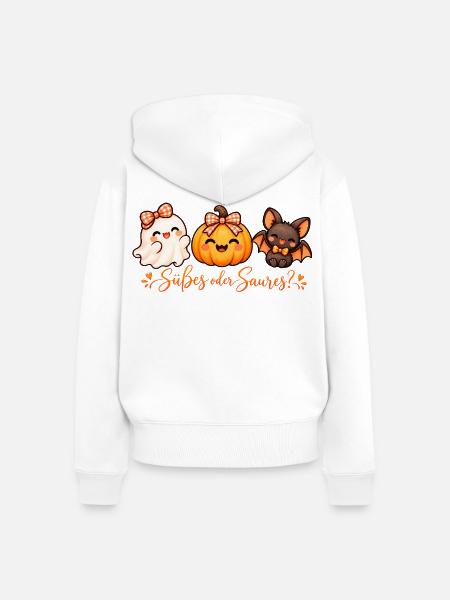Süßes oder Saures? Halloween - Frauen Premium Bio Zip Hoodie - Weiß