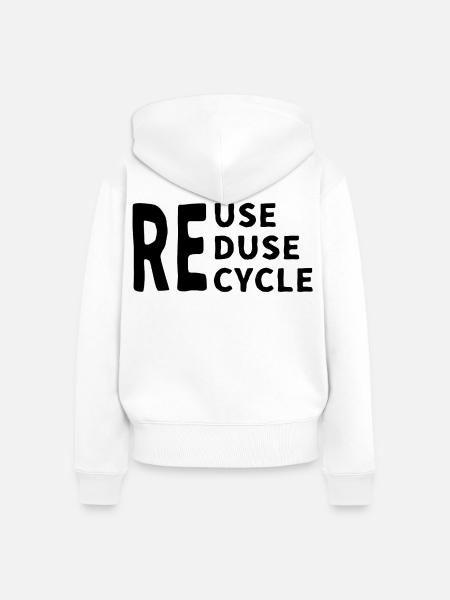 Wiederverwenden, reduzieren, recyceln, - Frauen Premium Bio Zip Hoodie - Weiß
