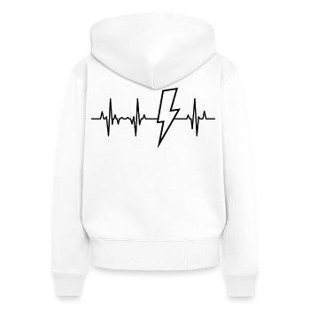 Électricien Palpitations cardiaques - Sweat à capuche zippé Premium bio Femme - blanc - Dos - AI Model Female 172 light (172cm)