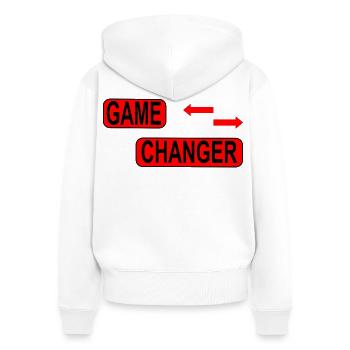 Changement / Déclaration - Sweat à capuche zippé Premium bio Femme - blanc - Dos - AI Model Female 172 light (172cm)