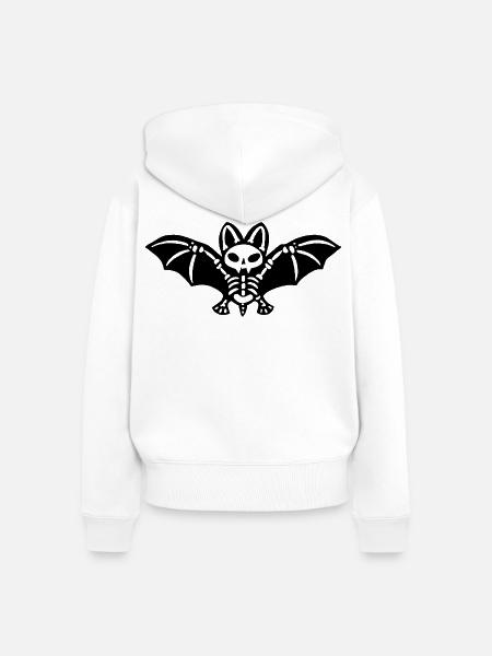 Skelettfledermaus (Schwarz) - Frauen Premium Bio Zip Hoodie - Weiß