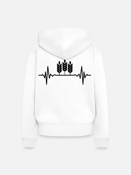 Weizenbau Herzschlag - Frauen Premium Bio Zip Hoodie - Weiß