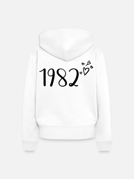 1982 - Frauen Premium Bio Zip Hoodie - Weiß