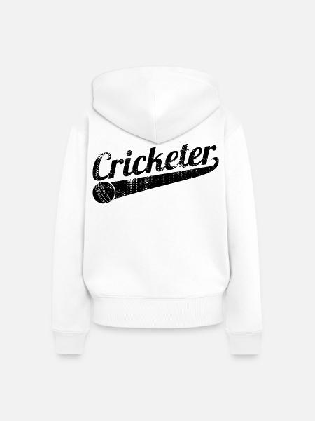 Kricketspieler - Frauen Premium Bio Zip Hoodie - Weiß