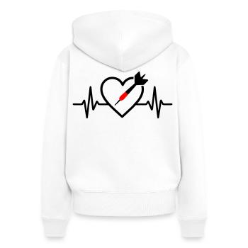 Herz Darts – Leidenschaft Präzision - Frauen Premium Bio Zip Hoodie - Weiß - Hinten - AI Model Female 172 light (172cm)